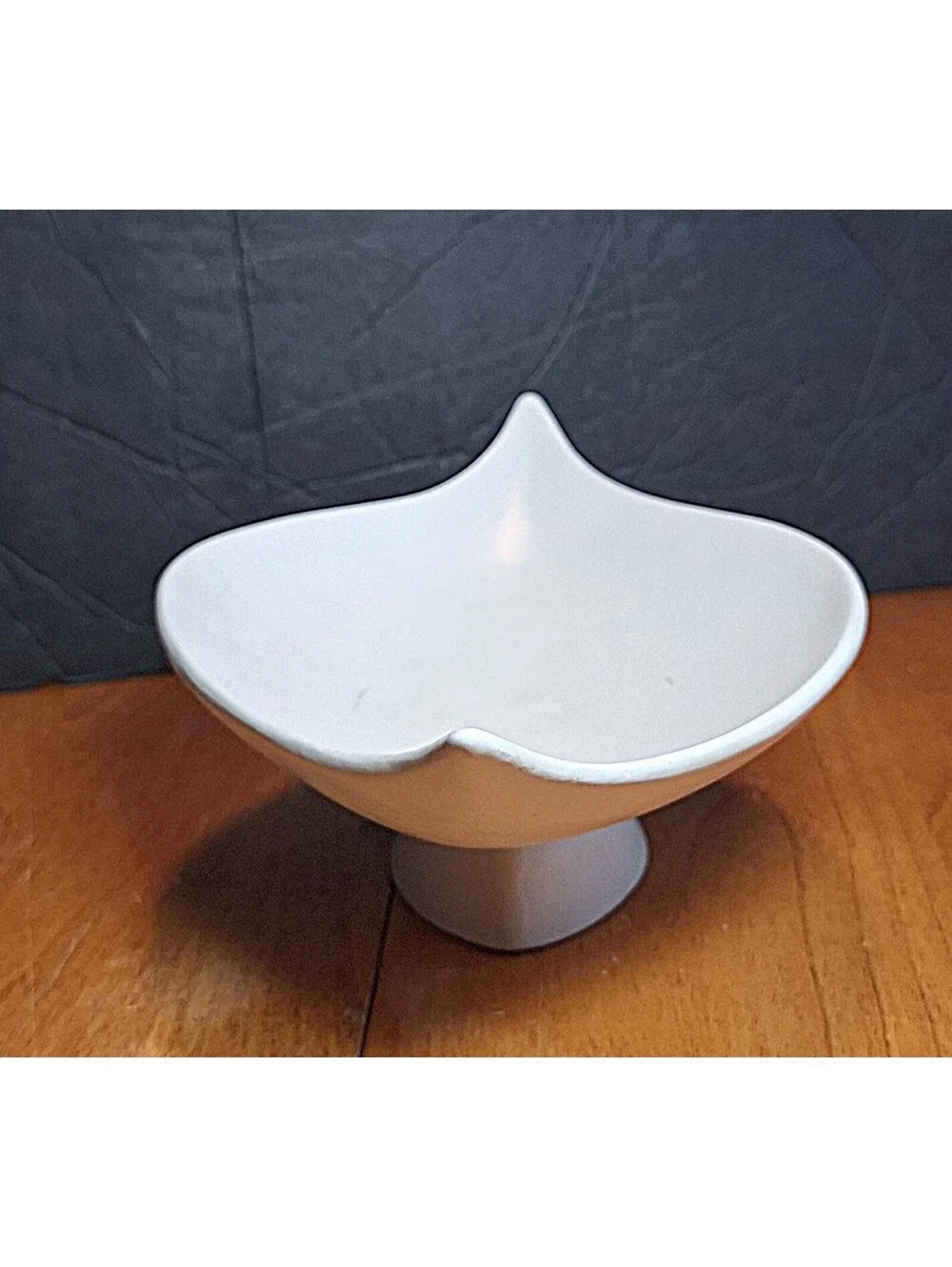 Crate/Barrel Look Alike Art Pottery Oval Shaped Pointed Ends Trinket Dish Signed